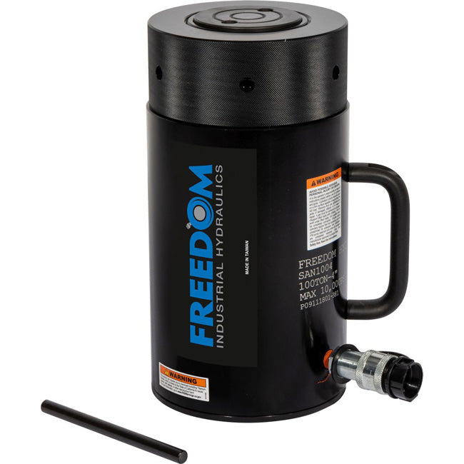 Freedom Hydraulics 100 Ton Aluminum Locknut Cylinder, 4 In Stroke