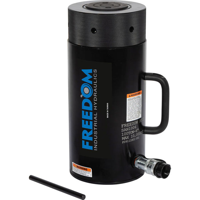 Freedom Hydraulics 100 Ton Aluminum Locknut Cylinder, 6 In Stroke