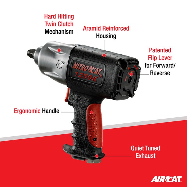 AIRCAT 1250 K 1 2 Nitrocat Composite Twin Clutch Impact Wrench