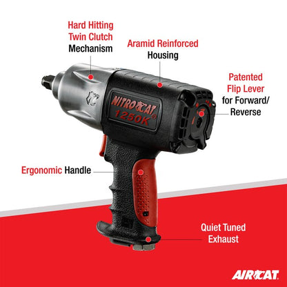 AIRCAT 1250 K 1 2 Nitrocat Composite Twin Clutch Impact Wrench