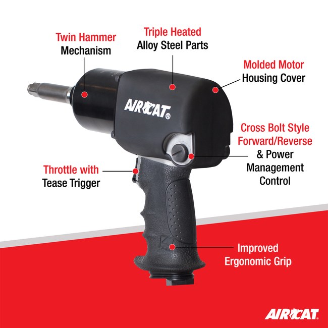 AIRCAT 1460 Xl 2 1 2 High Air Pressure Impact Wrenchwith 2 Extended Anvil