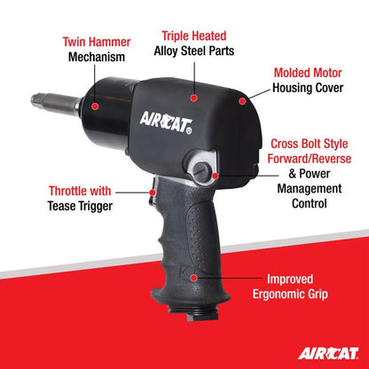 AIRCAT 1460 Xl 2 1 2 High Air Pressure Impact Wrenchwith 2 Extended Anvil