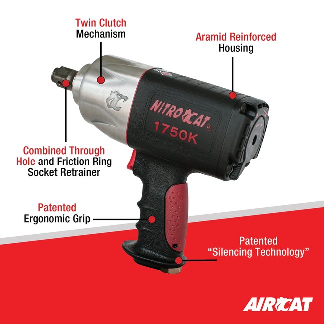 AIRCAT 1750 K 3 4 Nitrocat Composite Twin Clutch Impact Wrench