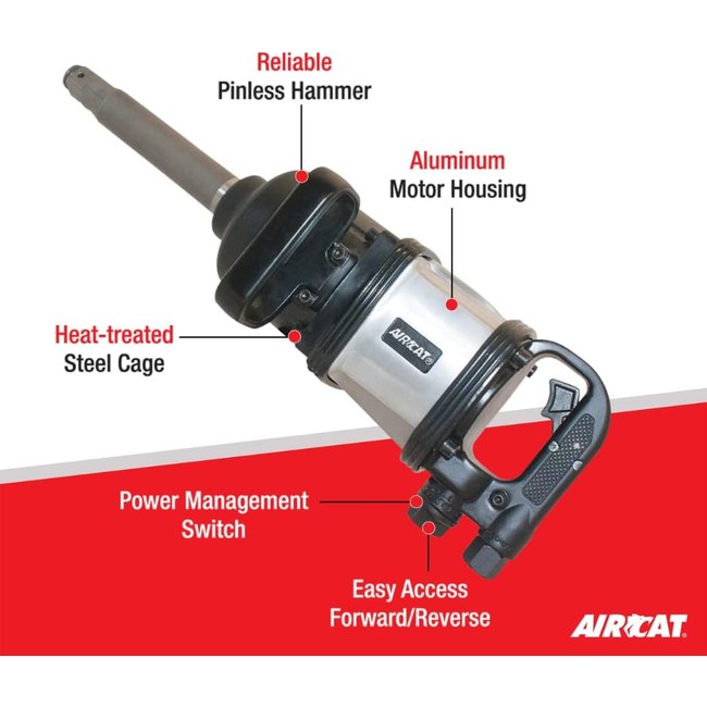 AIRCAT 1994 1 Super Duty Straight Impact Wrench With 8 Extended Anvil