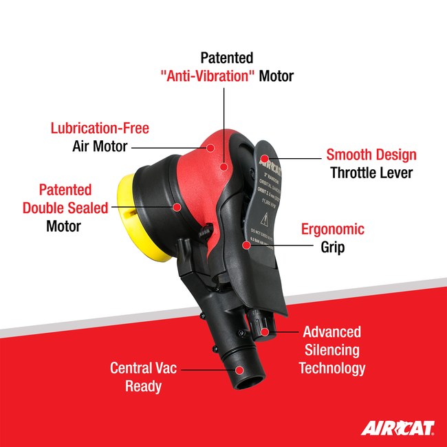 AIRCAT 6700 3 336cv Central Vac Orbital Palm Sander Polisher