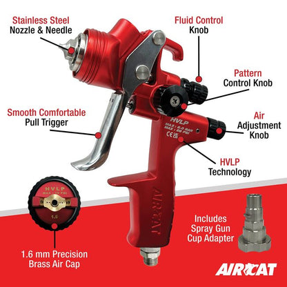 AIRCAT 6905 Hvlp Gravity Feed Spray Gun 1 6 Mm
