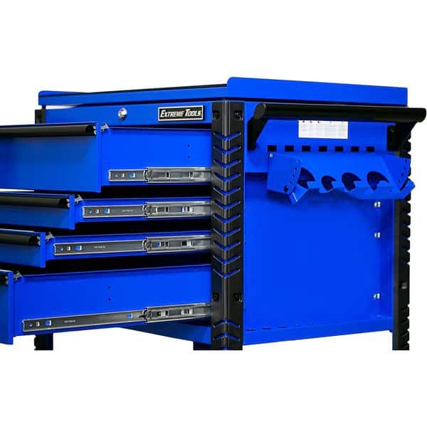 Extreme Tools EX3304TCBLBK EX Series 33 in. Deluxe 4-Drawer Tool Utility Cart with Bumpers in Blue