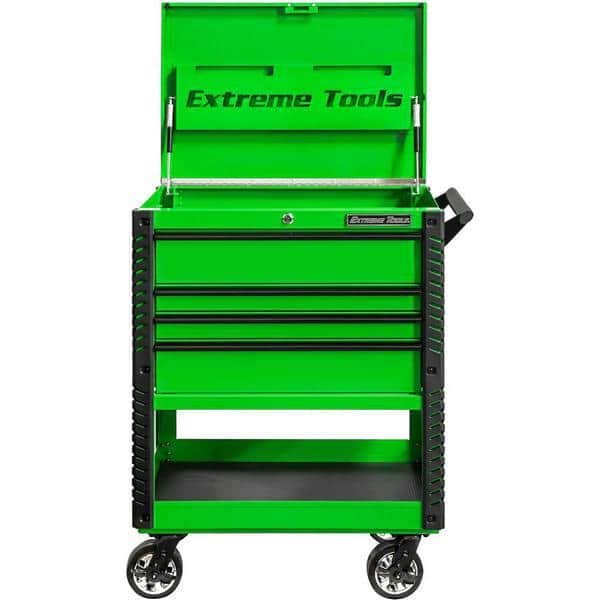 Extreme Tools EX3304TCGNBK EX Series 33 in. Deluxe 4-Drawer Tool Cart with Bumpers in Green