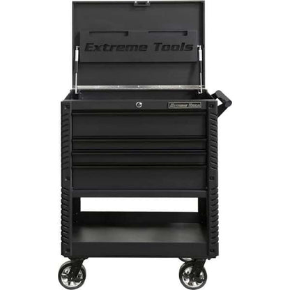 Extreme Tools EX3304TCMBBK EX Series 33 in. Deluxe 4-Drawer Tool Utility Cart with Bumpers in Matte Black