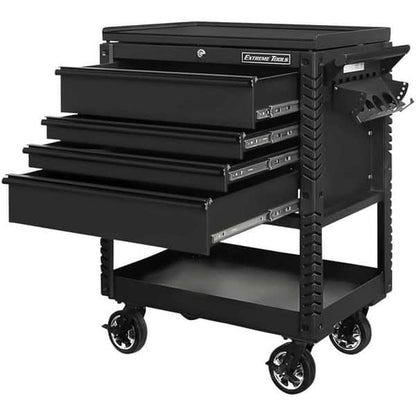 Extreme Tools EX3304TCMBBK EX Series 33 in. Deluxe 4-Drawer Tool Utility Cart with Bumpers in Matte Black