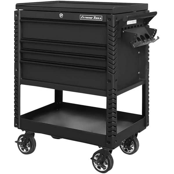 Extreme Tools EX3304TCMBBK EX Series 33 in. Deluxe 4-Drawer Tool Utility Cart with Bumpers in Matte Black