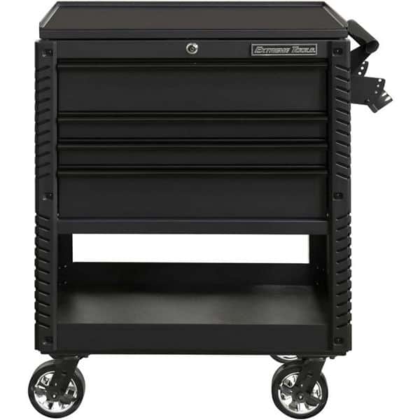 Extreme Tools EX3304TCMBBK EX Series 33 in. Deluxe 4-Drawer Tool Utility Cart with Bumpers in Matte Black
