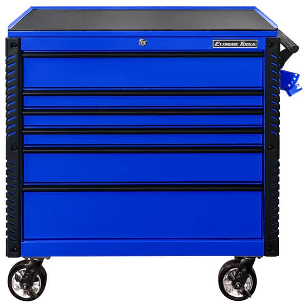 Extreme Tools EX4106TCBLBK Professional EX Series 41" 6 Drawer Tool Cart with Bumpers in Blue