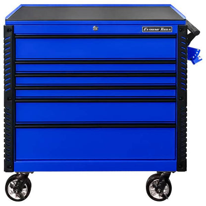 Extreme Tools EX4106TCBLBK Professional EX Series 41" 6 Drawer Tool Cart with Bumpers in Blue