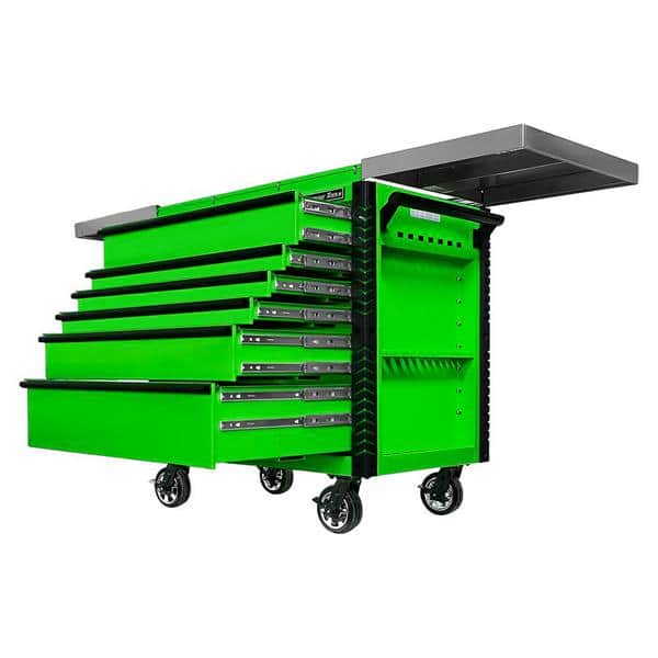Extreme Tools EX4106TCSGNBK 41 in. 6 Drawer Tool Cart, Stainless Steel Top with Bumpers in Green