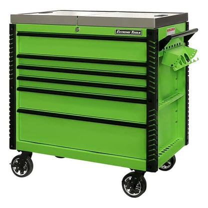 Extreme Tools EX4106TCSGNBK 41 in. 6 Drawer Tool Cart, Stainless Steel Top with Bumpers in Green
