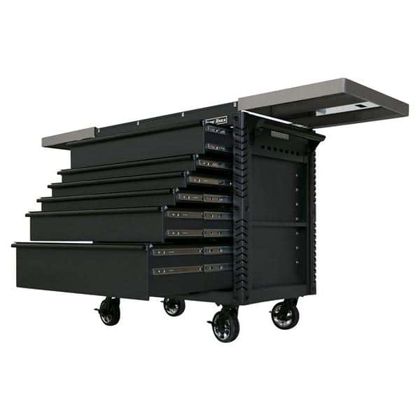 Extreme Tools EX4106TCSMBBK 41 in. 6 Drawer Tool Cart, Stainless Steel Top with Bumpers in Matte Black