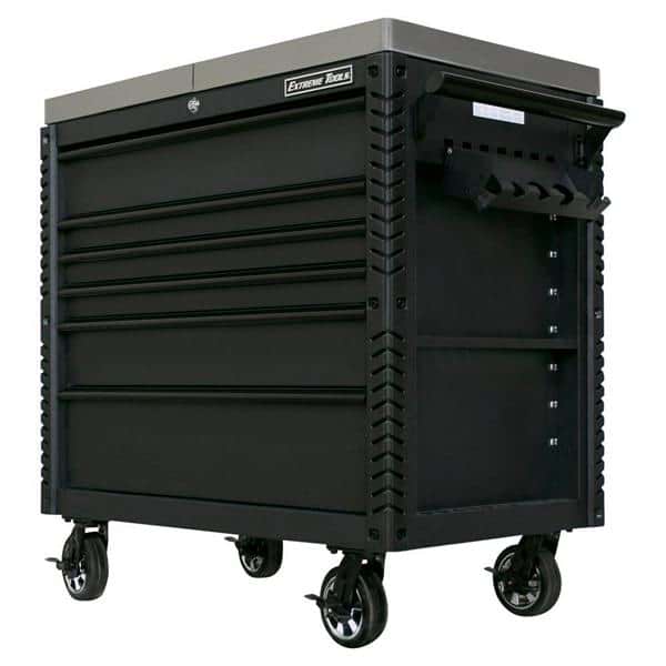 Extreme Tools EX4106TCSMBBK 41 in. 6 Drawer Tool Cart, Stainless Steel Top with Bumpers in Matte Black