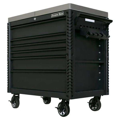 Extreme Tools EX4106TCSMBBK 41 in. 6 Drawer Tool Cart, Stainless Steel Top with Bumpers in Matte Black