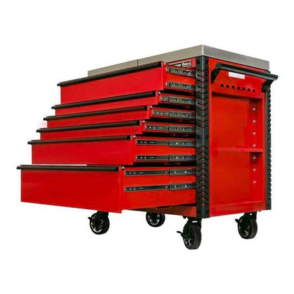 Extreme Tools EX4106TCSRDBK 41 in. 6 Drawer Tool Cart, Stainless Steel Top with Bumpers in Red