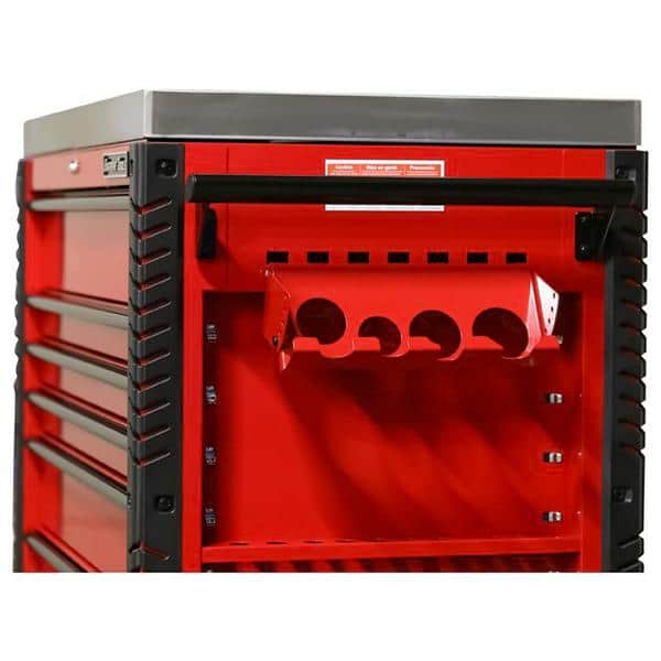 Extreme Tools EX4106TCSRDBK 41 in. 6 Drawer Tool Cart, Stainless Steel Top with Bumpers in Red