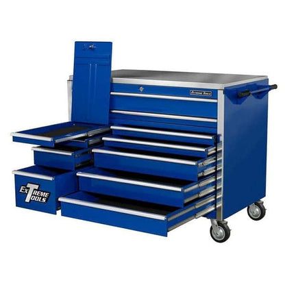 Extreme Tools EX5511RCBL 55 in. 11-Drawer Professional Roller Cabinet w/ Stainless Steel Top - Blue