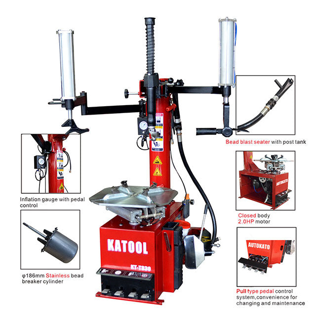 Katool KT-T830 - Swing Arm Tire Changer with Two Assist Arms- - 110V
