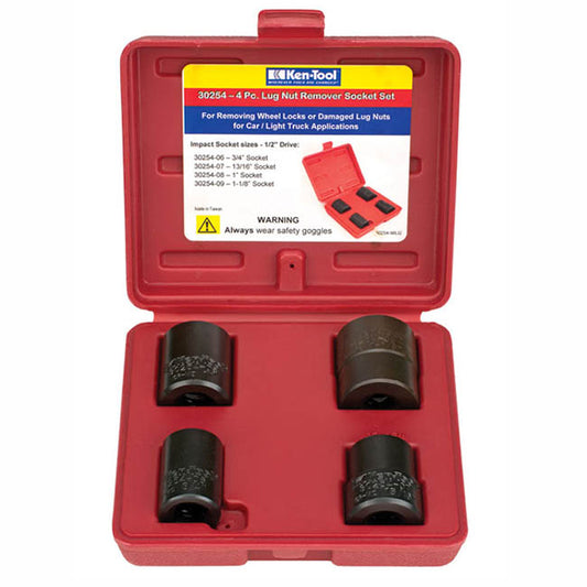 Ken-Tool 30254 4-Piece 1/2 in. Drive Lug Nut Removal Impact Socket Set