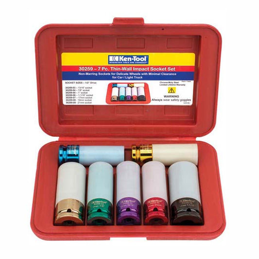 Ken-Tool 30259 7-Piece 1/2 in. Drive Thin-Wall Impact Socket Set