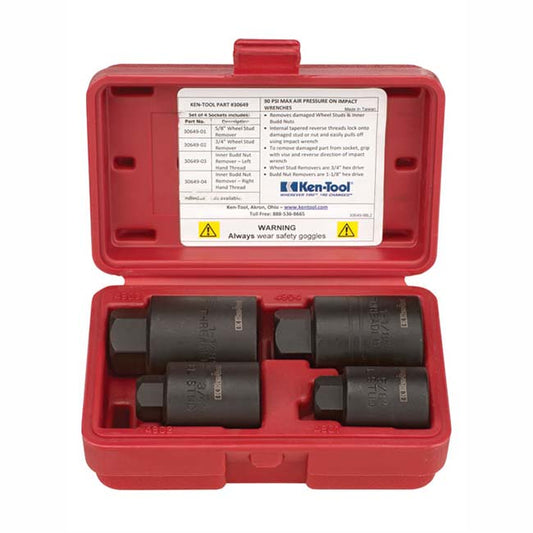 Ken-Tool 30649 4-Piece H.D. Wheel Stud & Inner Budd Nut Remover Socket Set