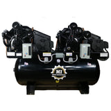 MEGA Industrial Duplex Electric Air Compressor MP-10120DPBA -120 gal Horizontal Tank