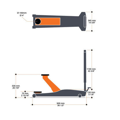 MARTINS MFJ-PL2T 2-Ton - Professional Long Reach Floor Jack