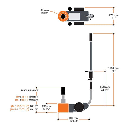 MARTINS MFJ-S30T 33-Ton Professional Portable Air/Hydraulic Floor Jack