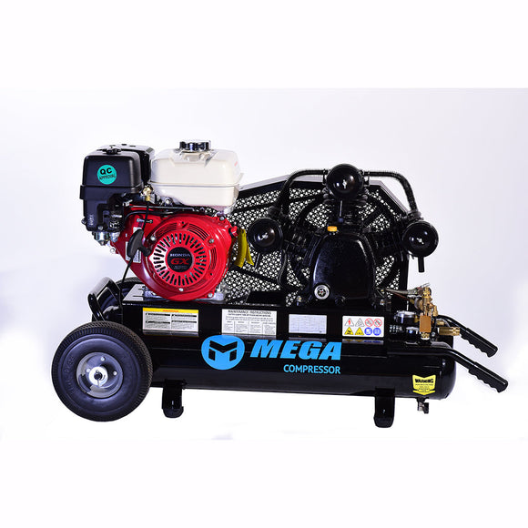 Mega Compressor MP-9010G Honda Gas Powered Air Compressor Wheeled 10 gal