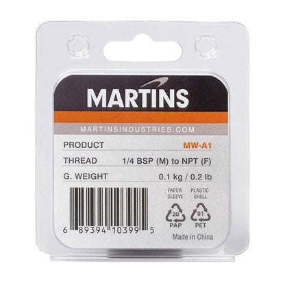 MARTINS MW-A1 Adaptor 1/4" BSP (M) to NPT (F)