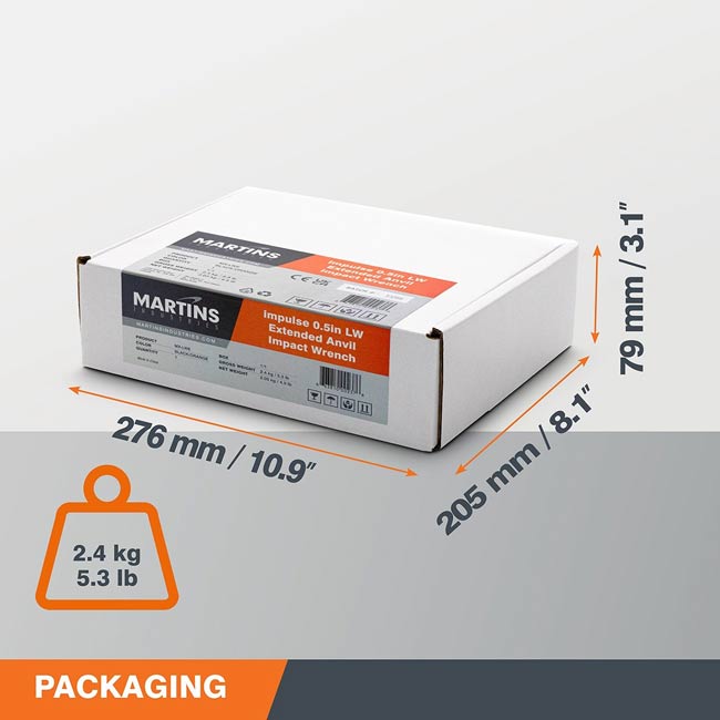 MARTINS MX-LWE Impulse 1/2" Extended Anvil Impact Wrench