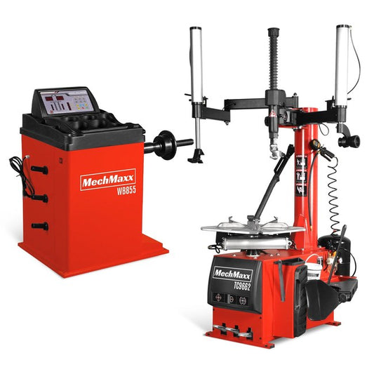 MechMaxx TC9662 + WB855 - 24 in. Rim Double Assist Arms Tire Changer Wheel Balancer Combo, TC9662, WB855