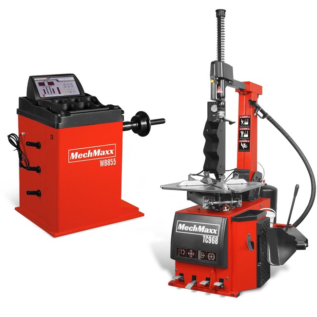 MechMaxx TC968 + WB855 - High Performance Tilt Back Tire Changer Wheel Balancer Combo, TC968, WB855
