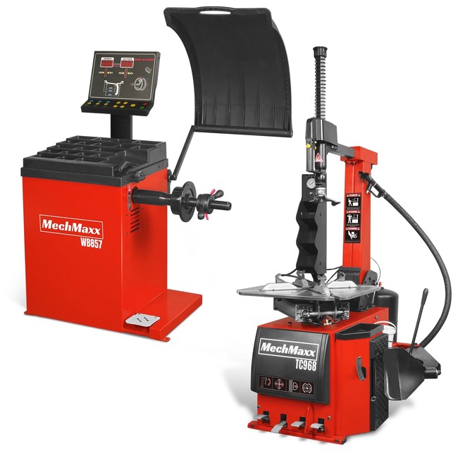 MechMaxx TC968 + WB857 - High Performance Tilt Back Tire Changer Wheel Balancer Combo, TC968, WB857