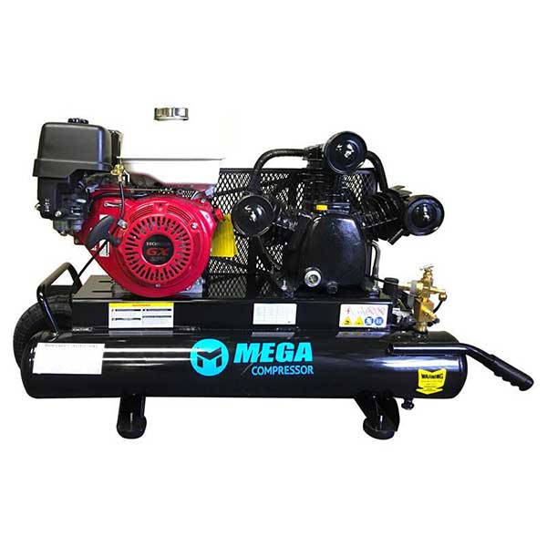 Mega Compressor MP-9010G Honda Gas Powered Air Compressor Wheeled 10 gal