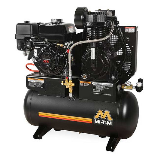 Mi-T-M AM2-SH09-30ME -150-PSI maximum rated regulator, 2 Stage Gasoline Motor,  Gas Motor, Air Compressor