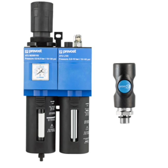 Prevost Filter-Regulator-Lubricator - 2 Units With prevoS1 Quick Safety Coupling