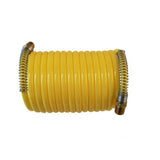 QSP 137-71 4" Premium Yellow Coil Hose, swivel on each end 15' long - 1/4" hose replacement part