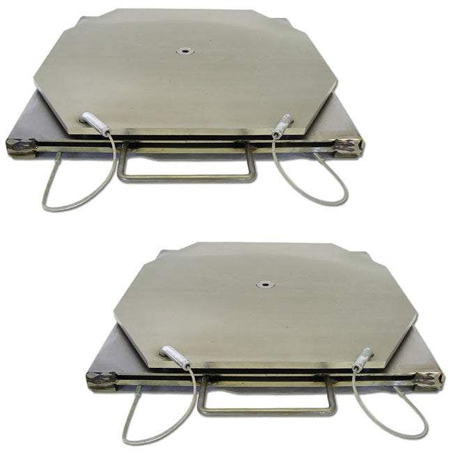 QSP 25-129 Pair of Wheel Alignment Stainless Steel Turnplates with handles - 25-129