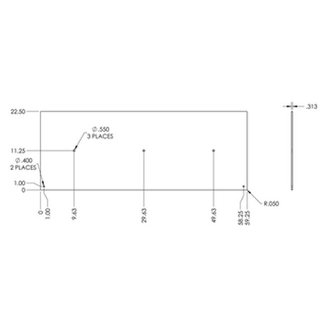 QSP 51-930-S (1) L401/404 22.2" x 59.5" Top slip plate. Stainless Steel (1 Plate - 2 required per Rack -) Call for Quote replacement part