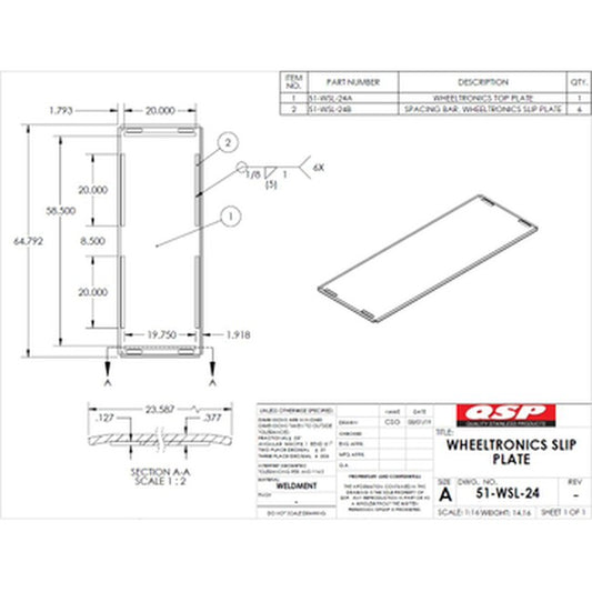 QSP 51-WSL-24 WheelTronics Top Plate for 24" Runways replacement part