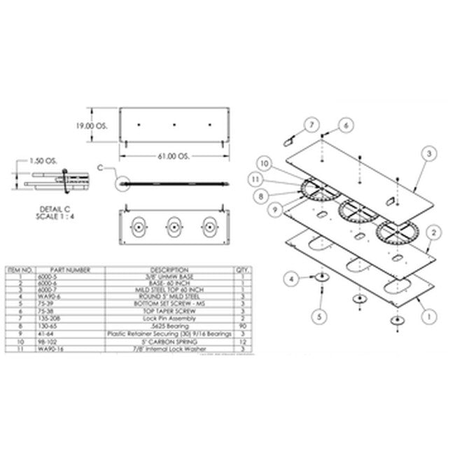 QSP 6000-10 (2) 19" x 61" Rear Slip Plates Assemblies, Powder Coated Mild Steel replacement part