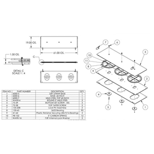 QSP 6000-10 (2) 19" x 61" Rear Slip Plates Assemblies, Powder Coated Mild Steel replacement part