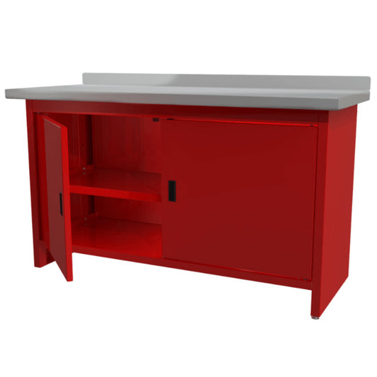 QSP WB-200-30-SS Enclosed Cabinet Work Bench with Steel Work Top by QSP