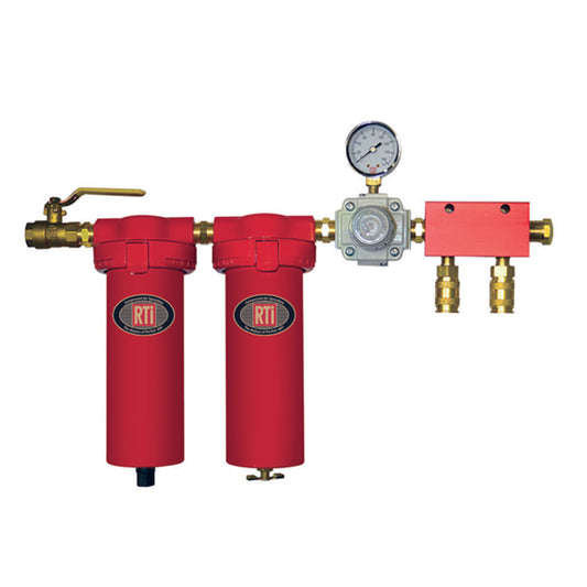 RTi STEALTH 6062B 2-Stage Coalescing Filter, 1/2 in. Inlet, Regulated 3/8 in. Outlet with Gauge, Multiport Manifold